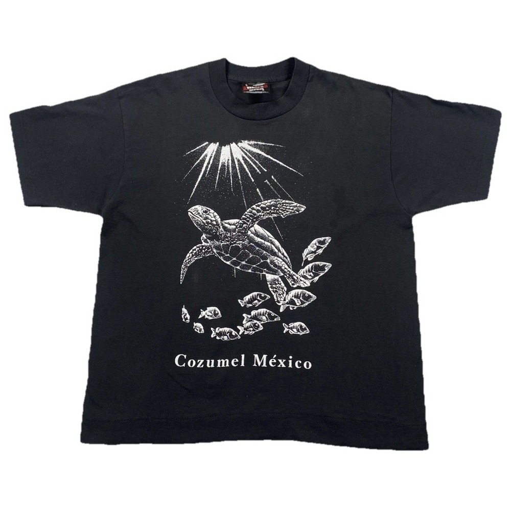 Vintage Sea Turtle Ocean Fish Cozumel Mexico Single Stitch T-Shirt USA Large